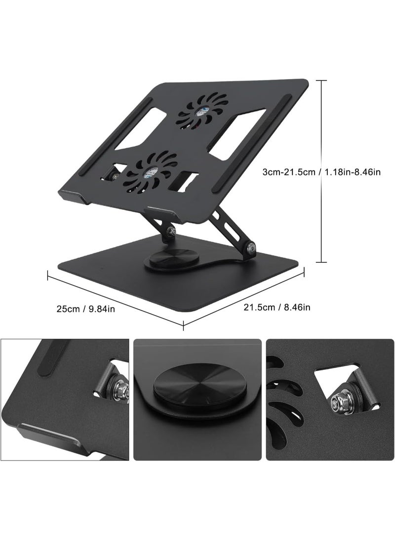 قاعدة تبريد لابتوب صامتة مع دوران 360° ومروحة مدمجة وحامل قابل للتعديل لأجهزة اللابتوب من 10 إلى 17 بوصة - Image 2