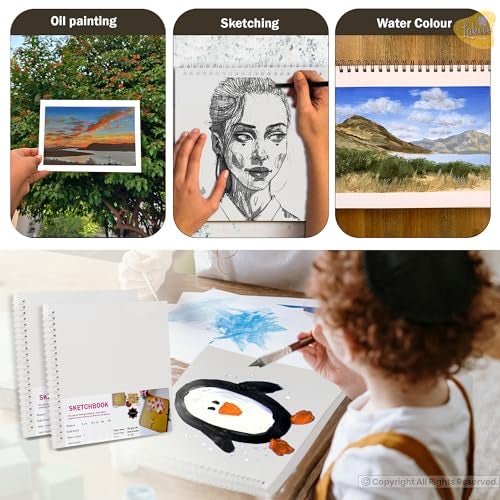 Lakeer Watercolor Wire-O Sketchbook - 8x8 inch | Cold-Pressed Watercolor Paper with Cotton-25 Sheets (50 Pages), 250 GSM | Mixed Media, for Artist-(Acid Free) - Image 5