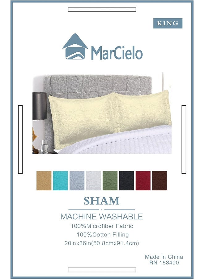 MarCielo 2Piece Embroidered Pillow Shams King Decorative Microfiber Pillow Covers Set King Size Dark Burgundy - Image 2
