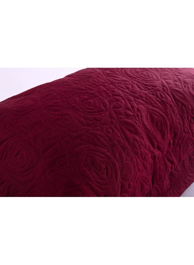 MarCielo 2Piece Embroidered Pillow Shams King Decorative Microfiber Pillow Covers Set King Size Dark Burgundy - Image 4