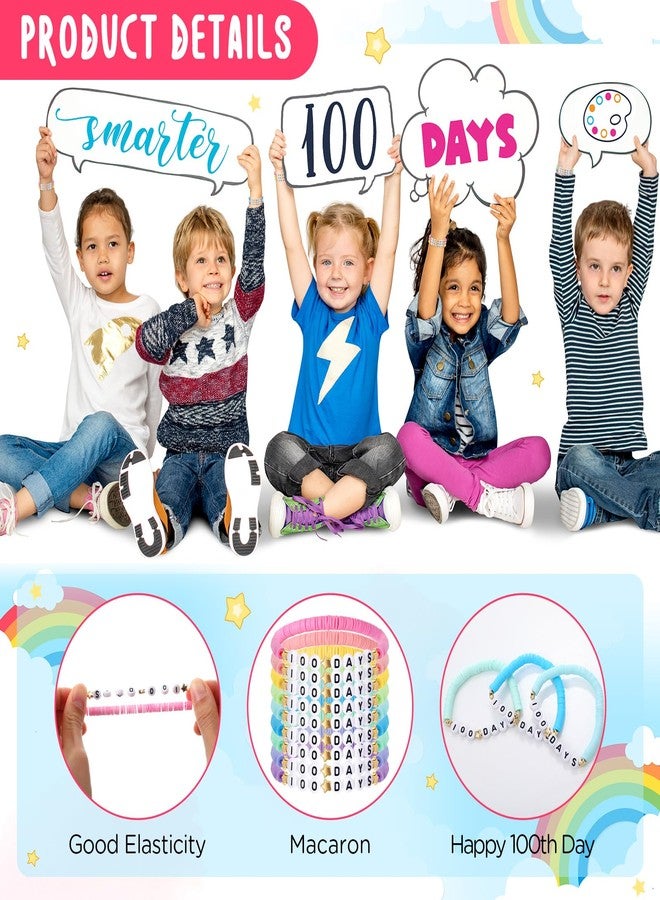 Landical 36 Pcs Happy 100th Day of School Bracelets Colorful Friendship Beads Bracelet for Boy Girl Kids Cute 100th Day Gifts Stretchy Acrylic Clay for School Supply Decor Student Rewards(Macaron) - Image 3