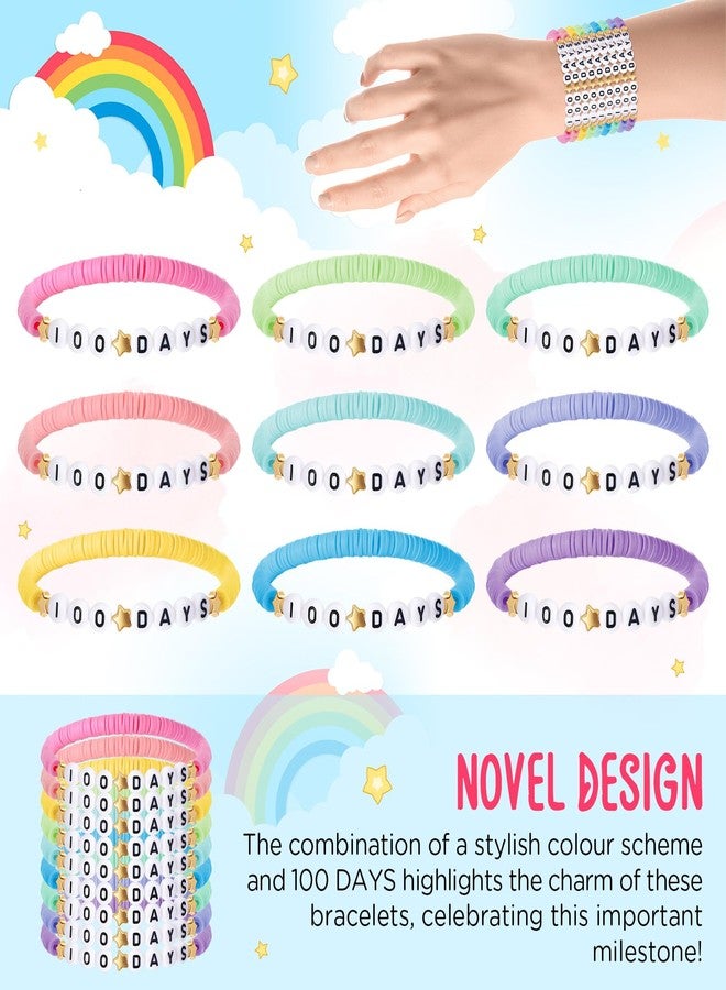 Landical 36 Pcs Happy 100th Day of School Bracelets Colorful Friendship Beads Bracelet for Boy Girl Kids Cute 100th Day Gifts Stretchy Acrylic Clay for School Supply Decor Student Rewards(Macaron) - Image 4