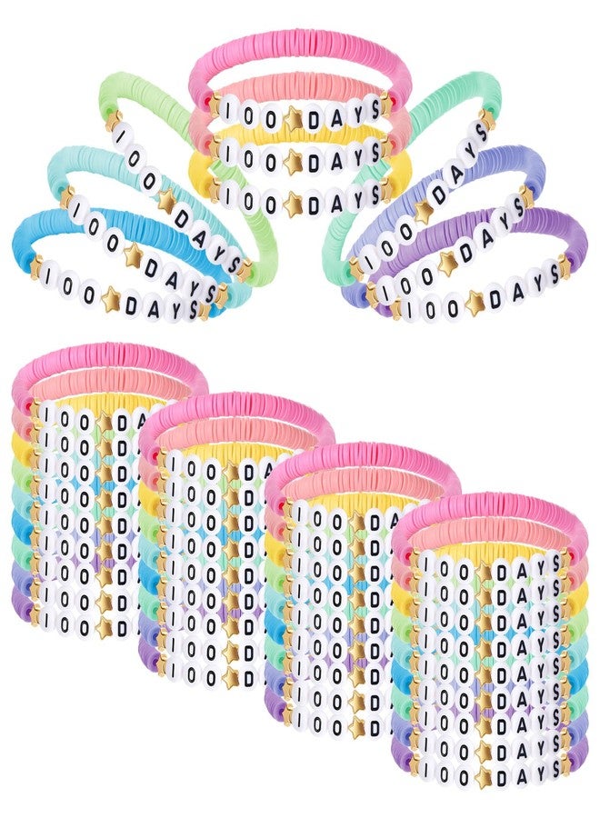 Landical 36 Pcs Happy 100th Day of School Bracelets Colorful Friendship Beads Bracelet for Boy Girl Kids Cute 100th Day Gifts Stretchy Acrylic Clay for School Supply Decor Student Rewards(Macaron) - Image 1
