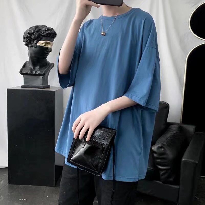 American Fashion Brand T-Shirt Oversize Plus Size Solid Color Half Sleeve Summer Simple Short Sleeve T-Shirt Men'S Trendy Fashion Handsome - Image 5