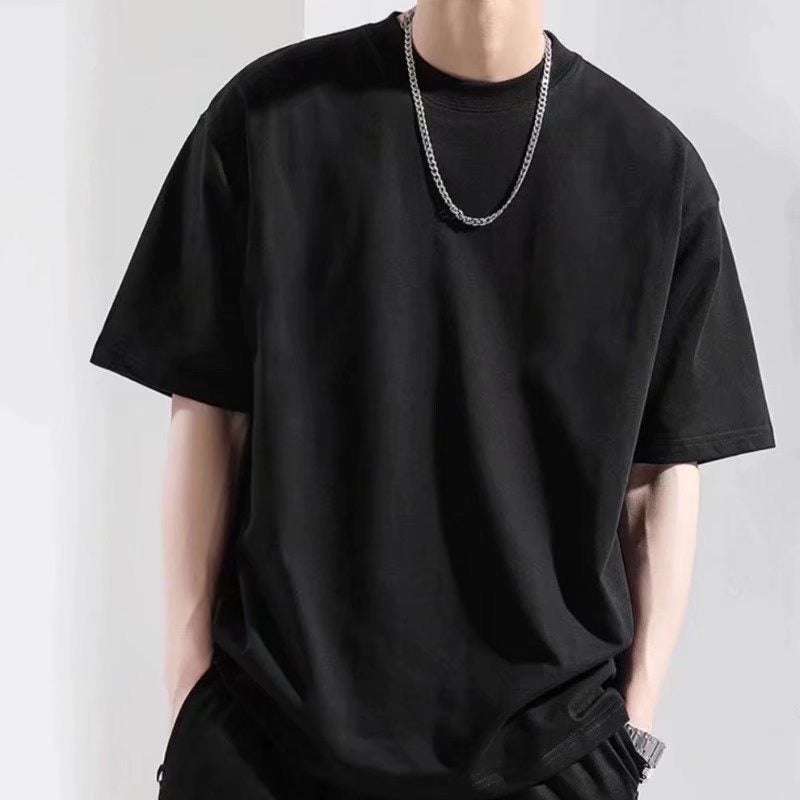 American Fashion Brand T-Shirt Oversize Plus Size Solid Color Half Sleeve Summer Simple Short Sleeve T-Shirt Men'S Trendy Fashion Handsome - Image 1