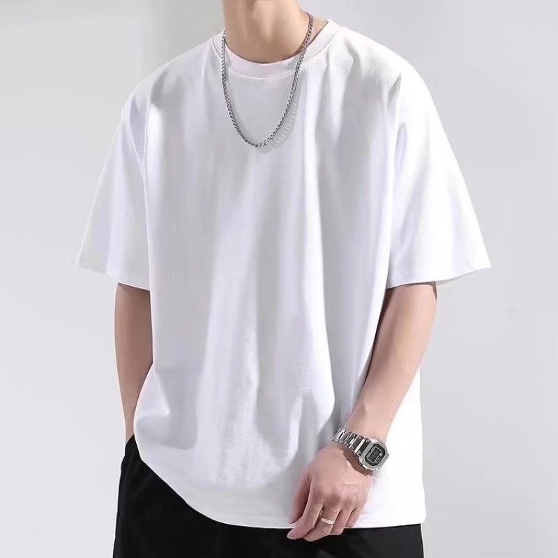 American Fashion Brand T-Shirt Oversize Plus Size Solid Color Half Sleeve Summer Simple Short Sleeve T-Shirt Men'S Trendy Fashion Handsome - Image 2