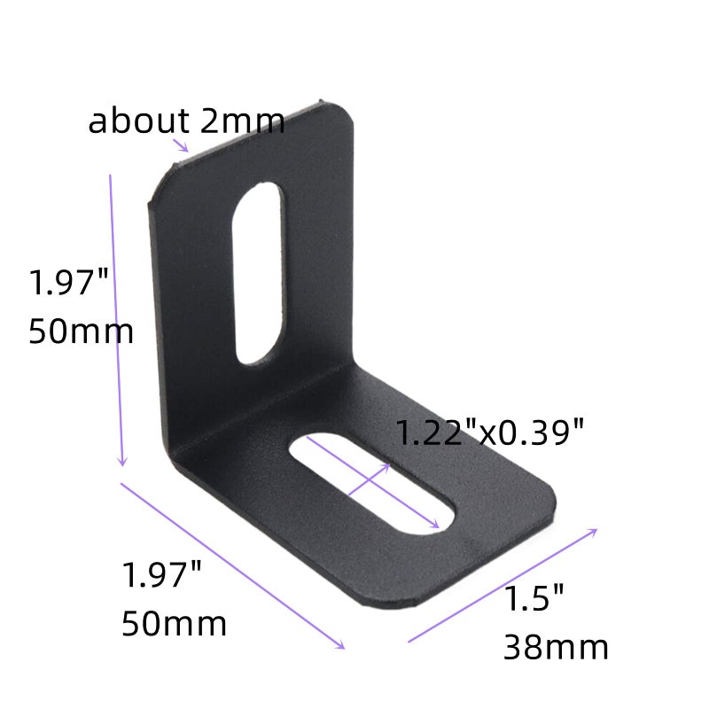Dahszhi 4Pcs Adjustable 90 Degree L Shape Bracket Corner Connector Right Angle Brackets L Slotted Support Shelf Bracket, 1.97"x1.97"x1.5" - Image 2