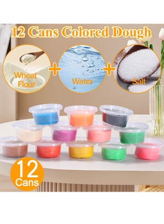 مجموعة عجين ملونة، 34 قطعة من ادوات صنع الايس كريم، مجموعة العاب ابداعات المطبخ للاطفال الاولاد والبنات الصغار من سن 3-8 سنوات لاعياد الميلاد (تتضمن 12 لون العجين) - view 3