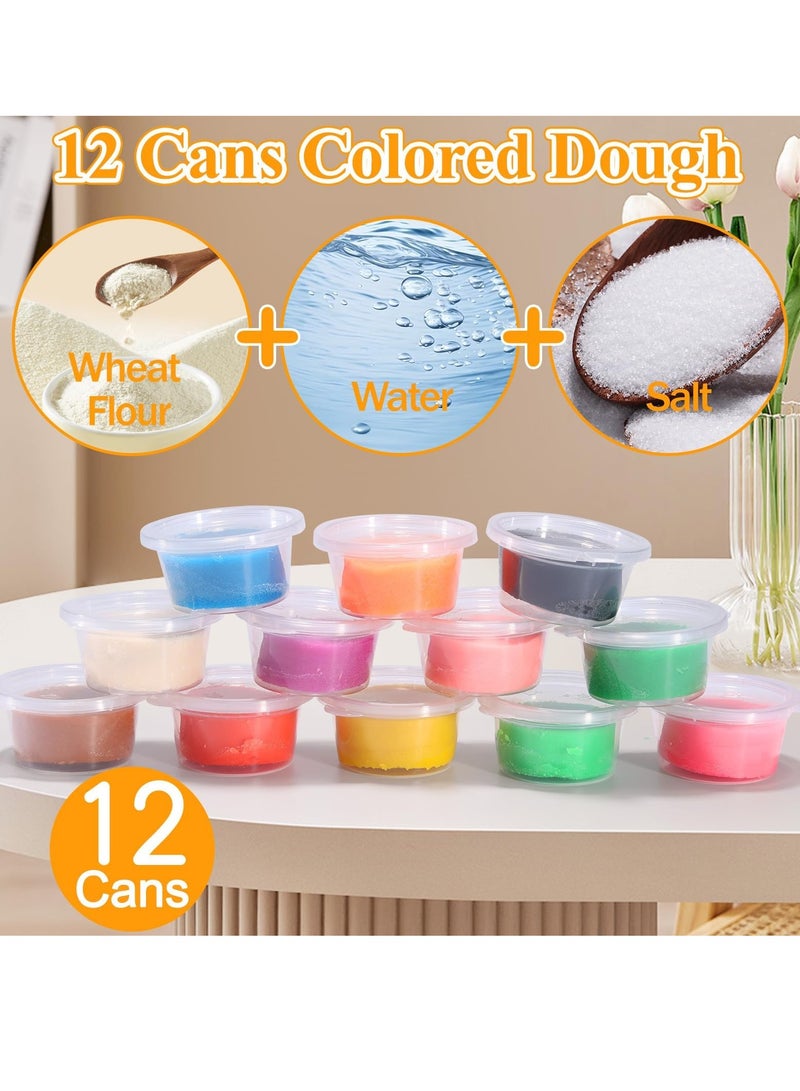 بيبي لاند مجموعة عجين ملونة، 34 قطعة من ادوات صنع الايس كريم، مجموعة العاب ابداعات المطبخ للاطفال الاولاد والبنات الصغار من سن 3-8 سنوات لاعياد الميلاد (تتضمن 12 لون العجين) - Image 3