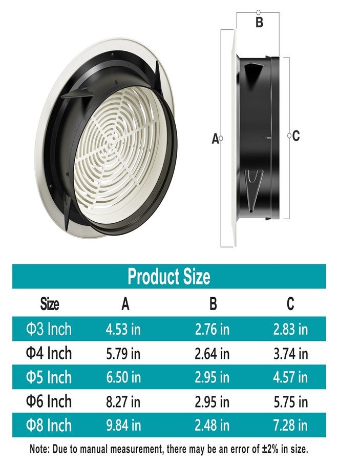 HG Power 8 Inch Round Air Vent, HG Power Adjustable ABS Vent Cover, White Louver Grille Vent Fit for Bathroom, Office, Kitchen, Ventilation Use - Opening Size 7.28" - Image 5