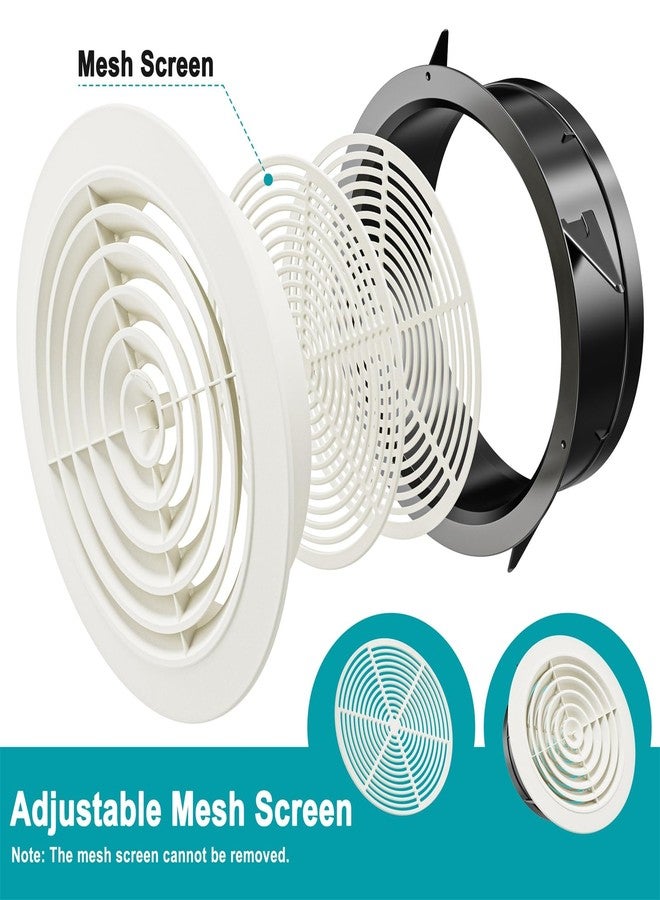 HG Power 8 Inch Round Air Vent, HG Power Adjustable ABS Vent Cover, White Louver Grille Vent Fit for Bathroom, Office, Kitchen, Ventilation Use - Opening Size 7.28" - Image 2