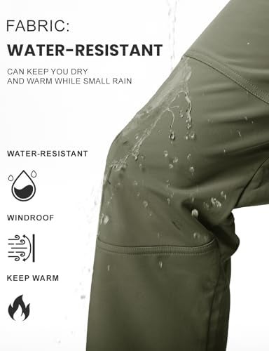 TBMPOY Men's Snow Ski Hiking Pants Waterproof Winter Fleece Lined Pants Camping Skiing Ice Fishing Pants with Belt 01 Thick Green L - Image 4