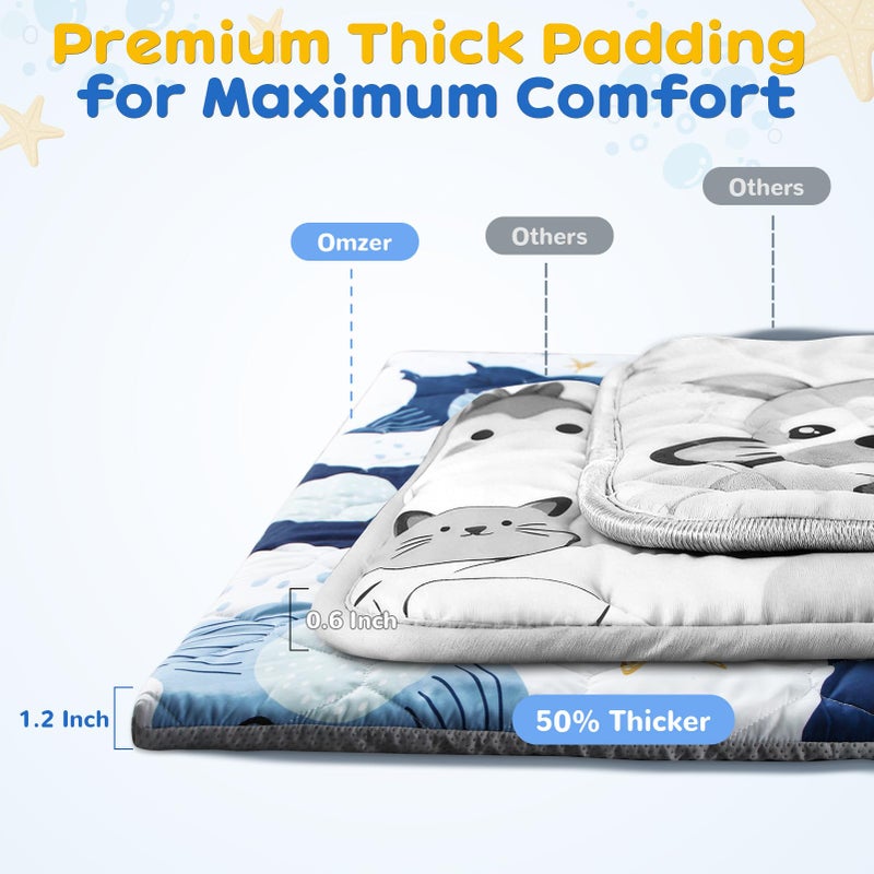 omzer Baby Play Mat 47x47 Inch - Removable & Machine Washable Cover for Easy Clean, 1.2" Thick Elasti-Foam Playpen Mat for Infants Toddlers, Non-Slip Floor Cushion for Safe Crawling - Image 4