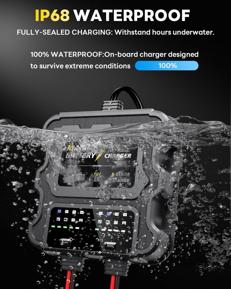 Zrfmib Smart 2 Bank Marine Battery Charger, 10A (5A/Bank), 12V Waterproof Charger for AGM, Lithium, and Deep-Cycle Batteries - Image 4