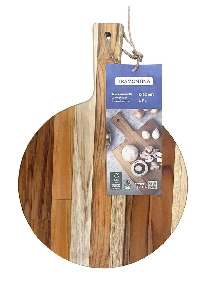 ترامونتينا لوح دائري من خشب الساج بمقبض