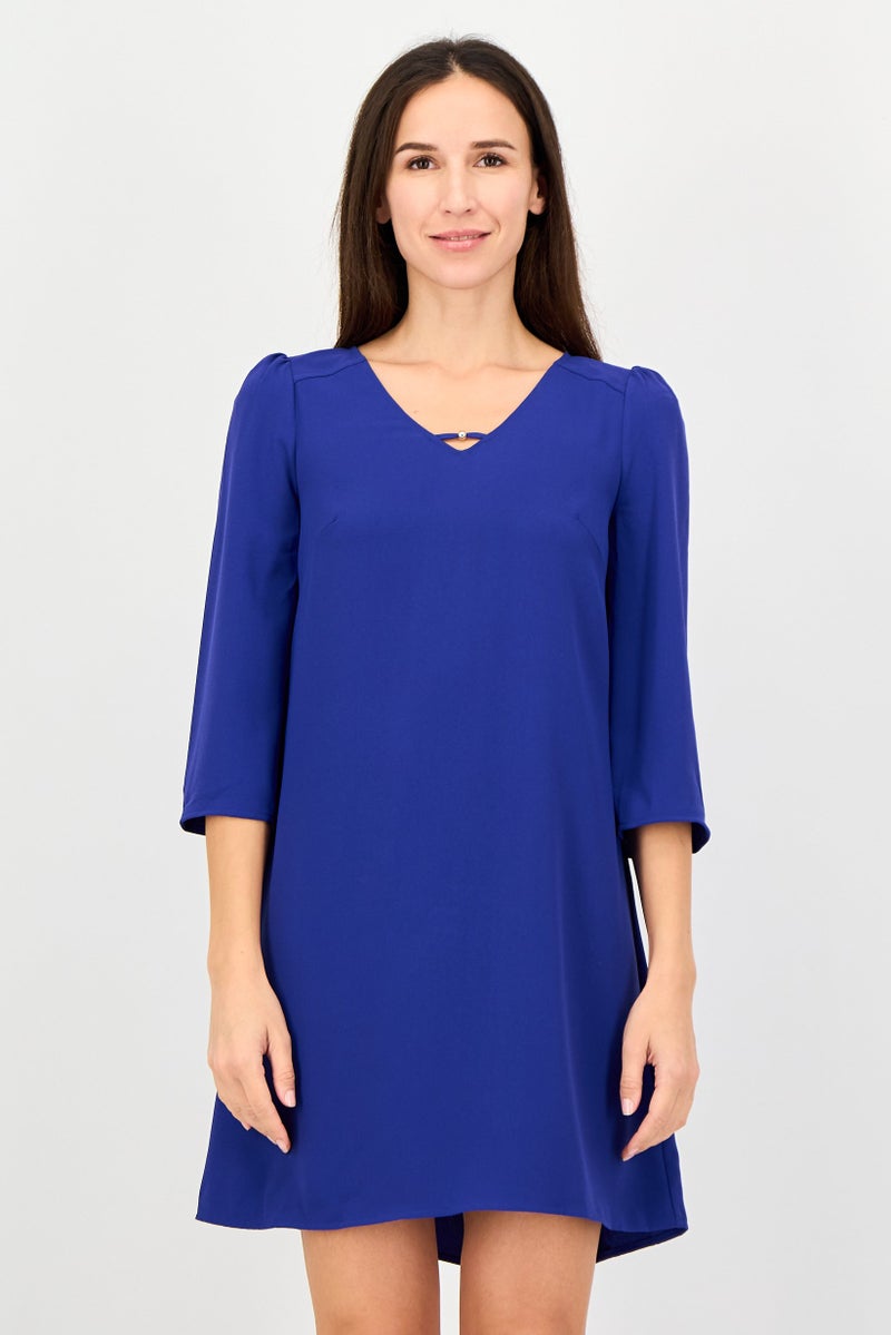 promod Women Plain Mini Casual Dress, Indigo - Image 1