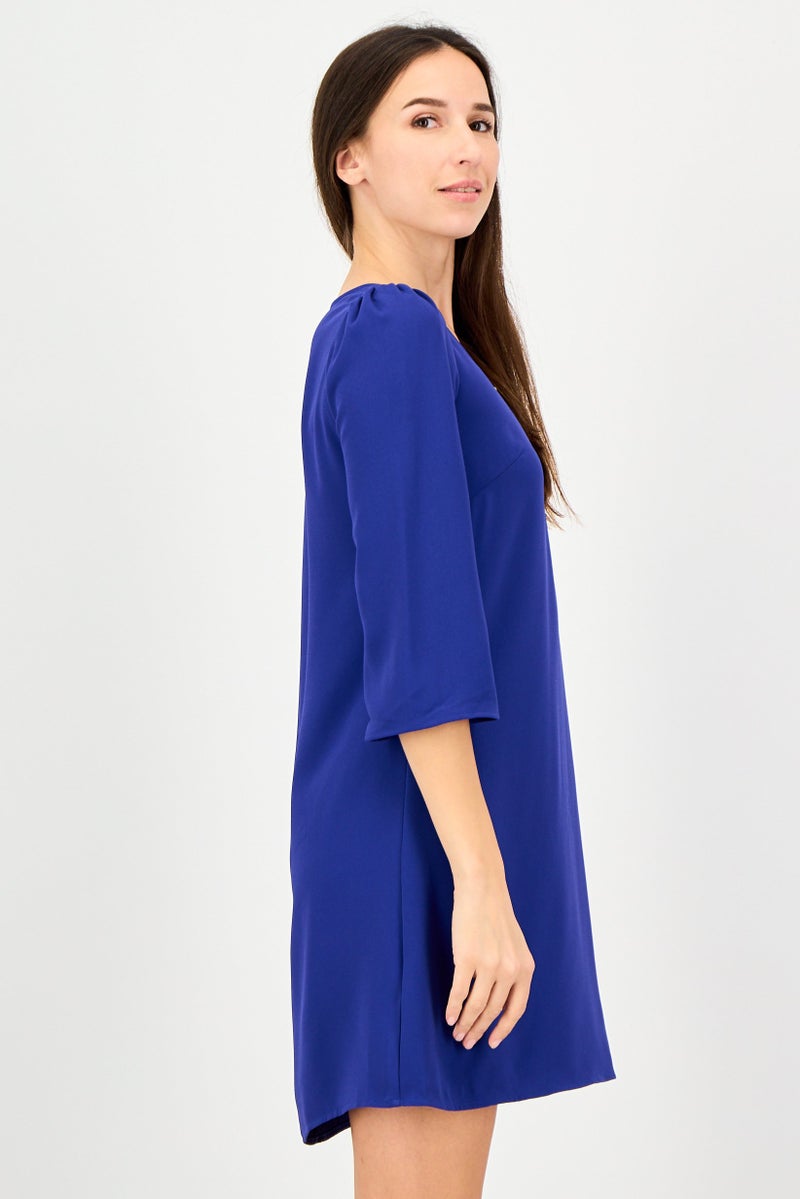 promod Women Plain Mini Casual Dress, Indigo - Image 3