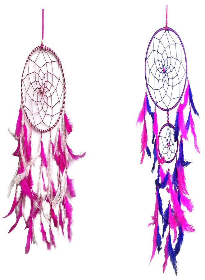 Mehruna Dream Catcher Wall Hangings Combo Feather Hanging Wind Chimes for Bedroom Car Kidsroom Wall Decor Handmade Home Decorative Items Pack of 2 (Ring Diameter_6Inch) - Image 1