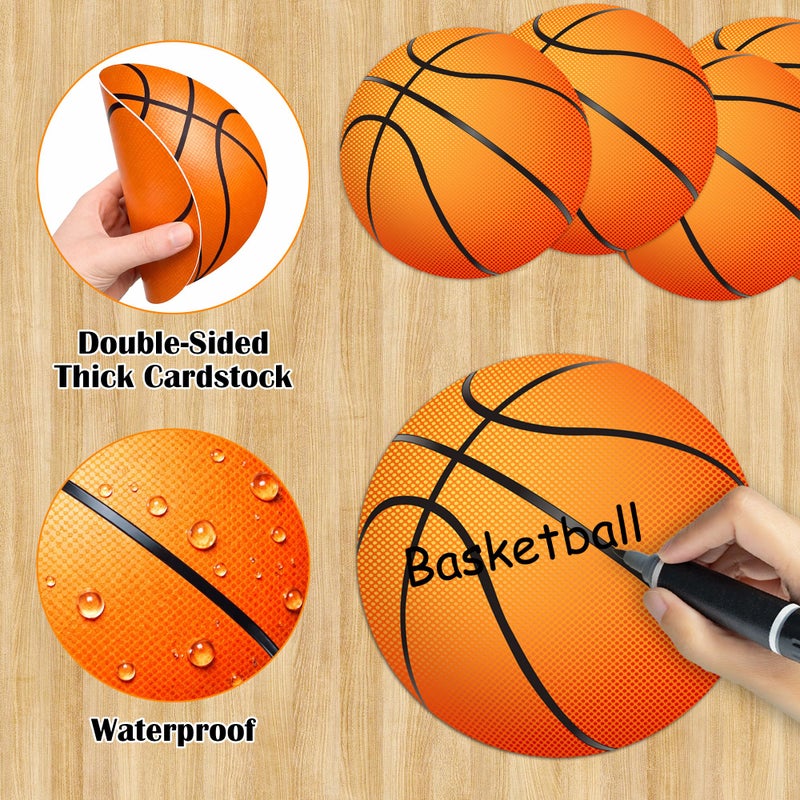LUFEEMGA 25 Pcs Double-Sided Basketball Cutouts, 7.9 in Large Paper Decorations for Classroom Bulletin Board, Door & Wall, Sports Party Decor, Includes Glue Dots - Image 3
