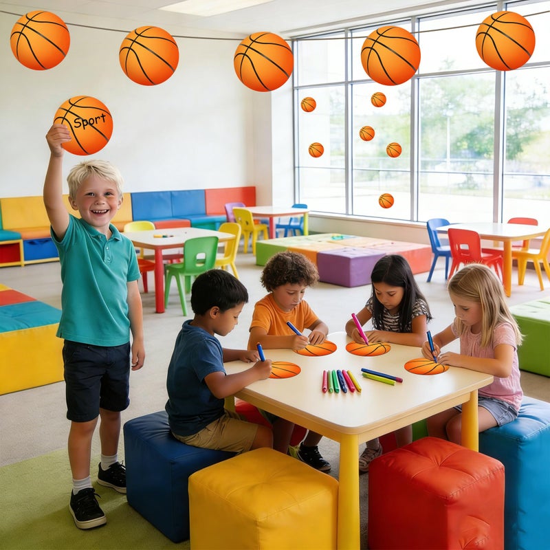 LUFEEMGA 25 Pcs Double-Sided Basketball Cutouts, 7.9 in Large Paper Decorations for Classroom Bulletin Board, Door & Wall, Sports Party Decor, Includes Glue Dots - Image 5