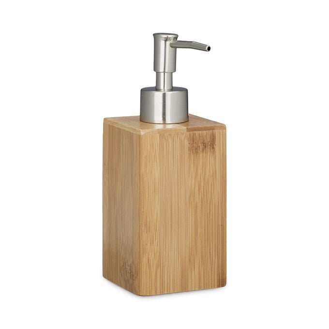 BAMBOO SQUARE SOAP DISPENSER MANUAL SIZE 18 X 65 X 8 CM LOTION DISPENSER NATURAL