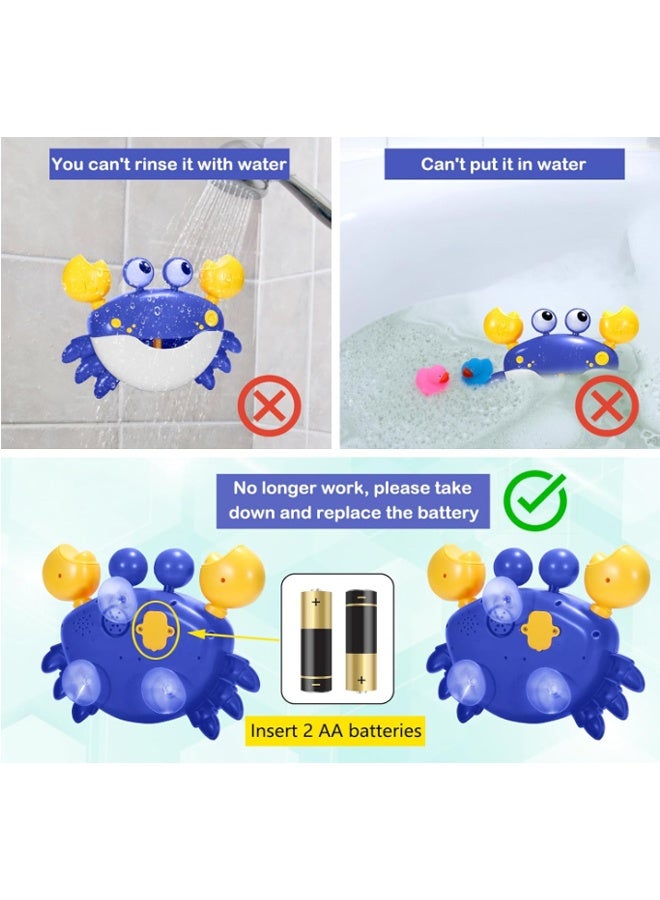 إيهوم ألعاب الاستحمام للطفل السلطعون: آلة صنع فقاعات الاستحمام آلة صنع فقاعات الاستحمام السلطعون صانع فقاعات الاستحمام، تنفخ الفقاعات وتشغل أغاني الأطفال، تعمل بالبطارية (أزرق) - Image 5