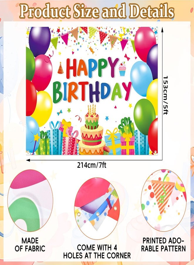 Kreyfer 7 x 5 FT Happy Birthday Backdrop - Colorful Birthday Banner Wall Hanging, Fun Photo Booth Background for Kids and Adults Indoor Outdoor Party Decorations - Image 2