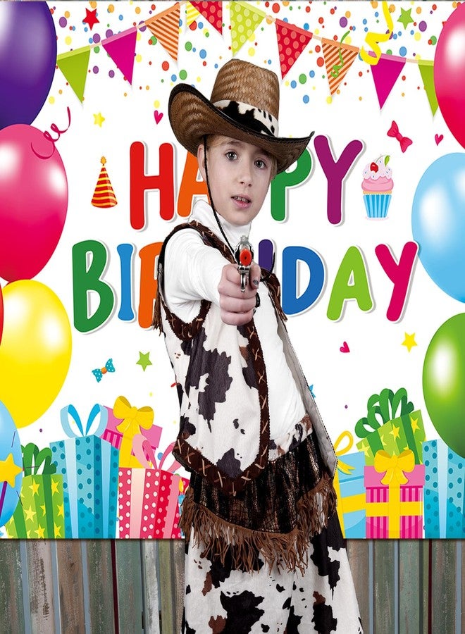 Kreyfer 7 x 5 FT Happy Birthday Backdrop - Colorful Birthday Banner Wall Hanging, Fun Photo Booth Background for Kids and Adults Indoor Outdoor Party Decorations - Image 4