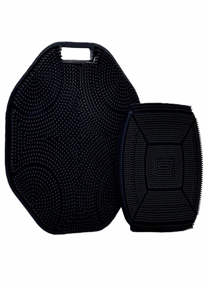 YEADMAL Silicone Body Scrubber & Face Scrubber Set, Shower Scrubber with Soft Bristles, Non-Slip Scrubbies for Body, Face Scrubber Exfoliator for Sensitive Skin(Black+Black) - Image 1
