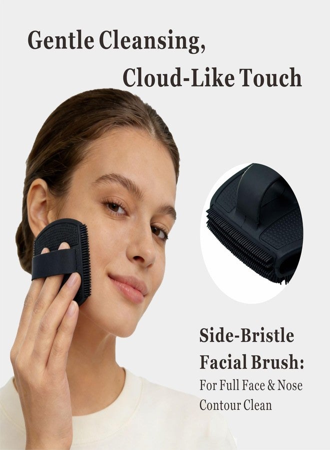 YEADMAL Silicone Body Scrubber & Face Scrubber Set, Shower Scrubber with Soft Bristles, Non-Slip Scrubbies for Body, Face Scrubber Exfoliator for Sensitive Skin(Black+Black) - Image 4