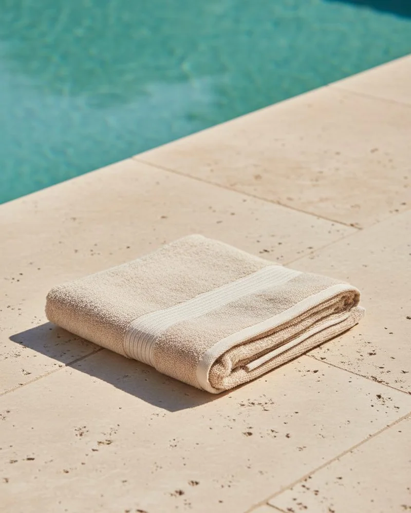 Redtag Taupe Soft Cotton Beach Towel With Viscose Border