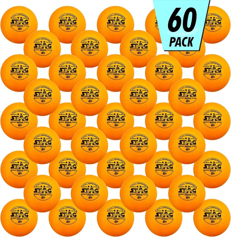 Iconic 2 Star Orange Table Tennis (T.T) Balls| Advanced High Performance 40+mm Ping Pong Balls for Training, Tournaments and Recreational Play| Durable for Indoor/Outdoor Game-Orange Pack of 60