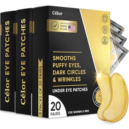 Celor Under Eye Patches for Puffy Eyes and Dark Circles  Eye Masks with Amino Acids  Collagen Eye Care for Wrinkles  Birthday Gift for Women  Skincare Self Care  USA Tested 60 Pairs