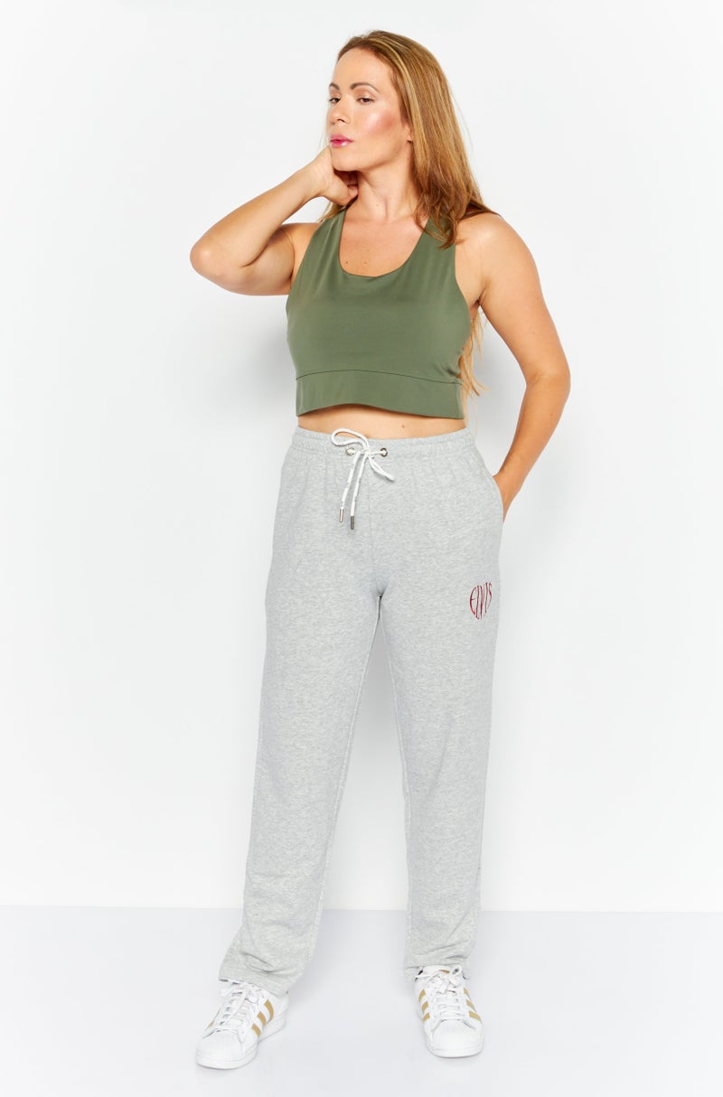 ELVIS Women Regular Fit Embroidered Logo Jogger Pants, Grey - Image 4