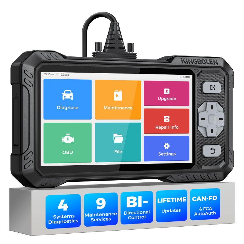KINGBOLEN OBD2 Scanner S608 2026 Bidirectional Scan Tool for ABSSRSTransmissionEngine 9 Resets Oil Brake DPF Bleed Gear Injector Throttle BMS SAS CAN FD FCARenault SGW Lifetime Free Update - Image 3