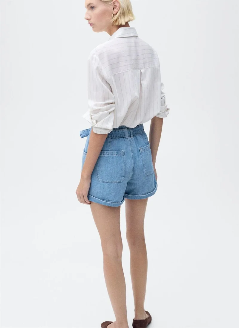 MANGO Denim Shorts With Belt