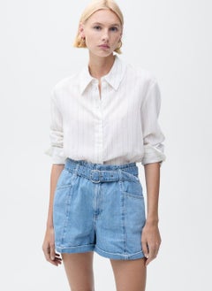 MANGO Denim Shorts With Belt  - Image 1