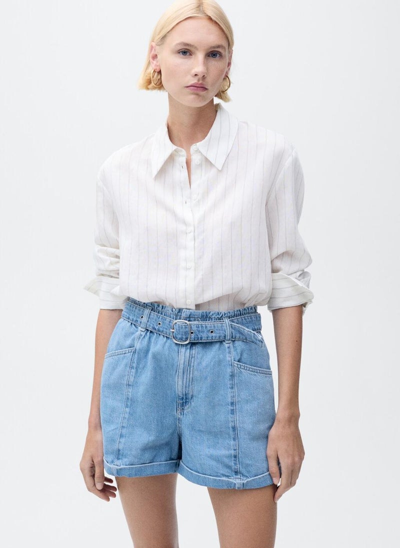 Denim Shorts With Belt