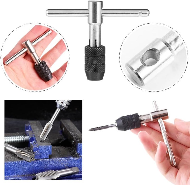 Eyech مجموعة مفاتيح ربط قابلة للتعديل 6 قطع مع حامل ربط رافعة ومجموعة 5 قطع من براغي الماكينة M3 M4 M5 M6 M8 وأداة حفر خيوط على شكل T - Image 5