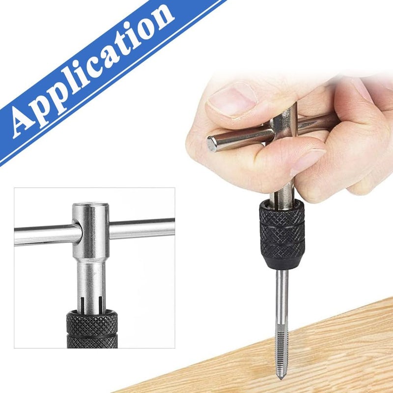 Eyech مجموعة مفاتيح ربط قابلة للتعديل 6 قطع مع حامل ربط رافعة ومجموعة 5 قطع من براغي الماكينة M3 M4 M5 M6 M8 وأداة حفر خيوط على شكل T - Image 4