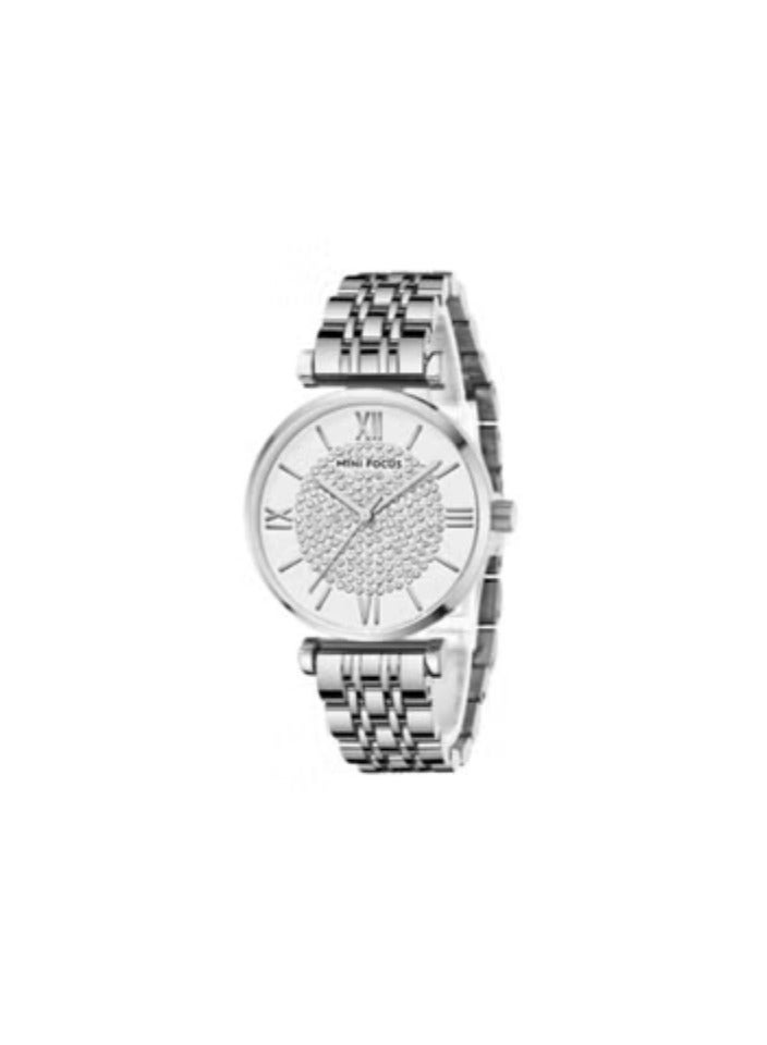 ميني فوكاس ساعة يد فضية من الفولاذ المقاوم للصدأ، مينا مرصعة بالكريستال، علبة مقاس 32 مم، MF0334L.01 - Image 1