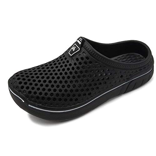 Amoji Garden Clogs Shoes Sandals House Slippers Home Room Shoes Indoor Outdoor Shower Shoe Sport Kids Child Children Baby Boys Girls (Toddler/Little Kid/Big Kid) Black 4-5 M US Big Kid - Image 1