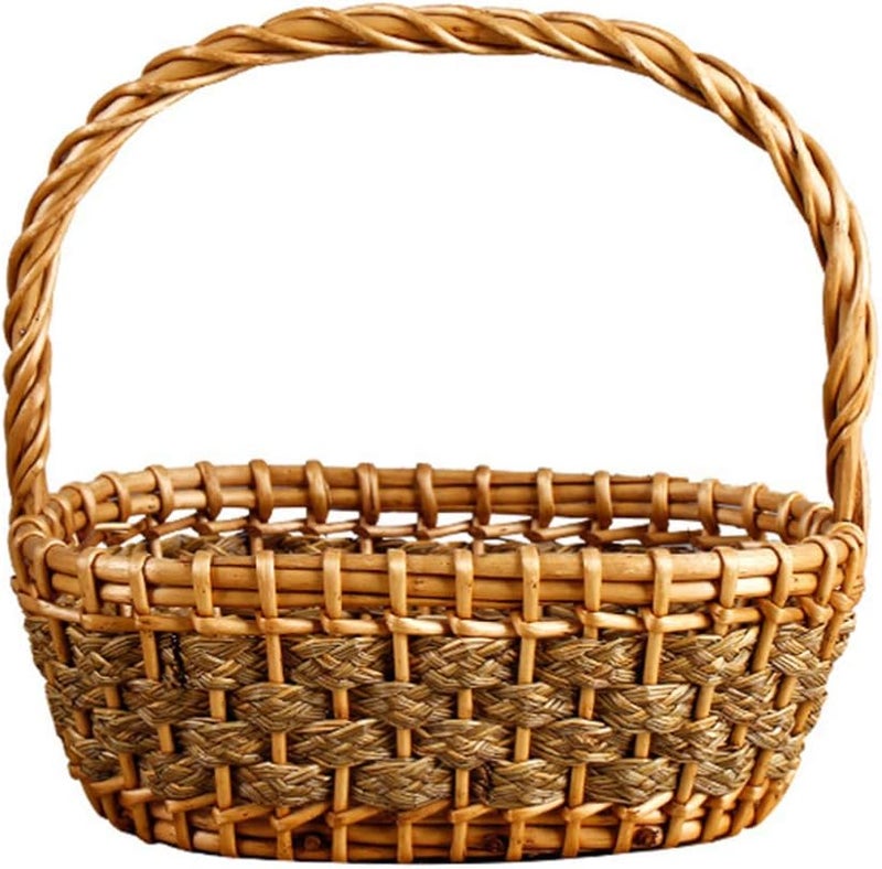 woobles Wicker Storage Basket with Handle Woven Storage Basket Rattan Wicker Baskets - Image 1