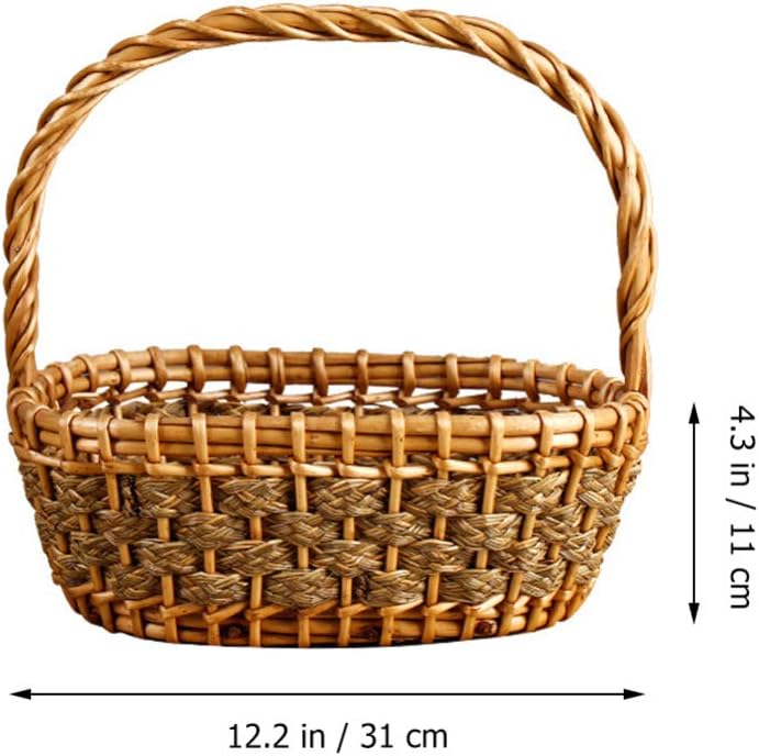 woobles Wicker Storage Basket with Handle Woven Storage Basket Rattan Wicker Baskets - Image 2