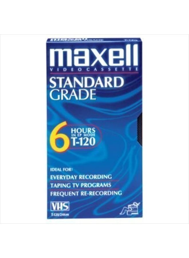 Maxell T120GX/5PK VHS Cassette Standard Grade T-120, 6 Hour 5-Pack - Image 1