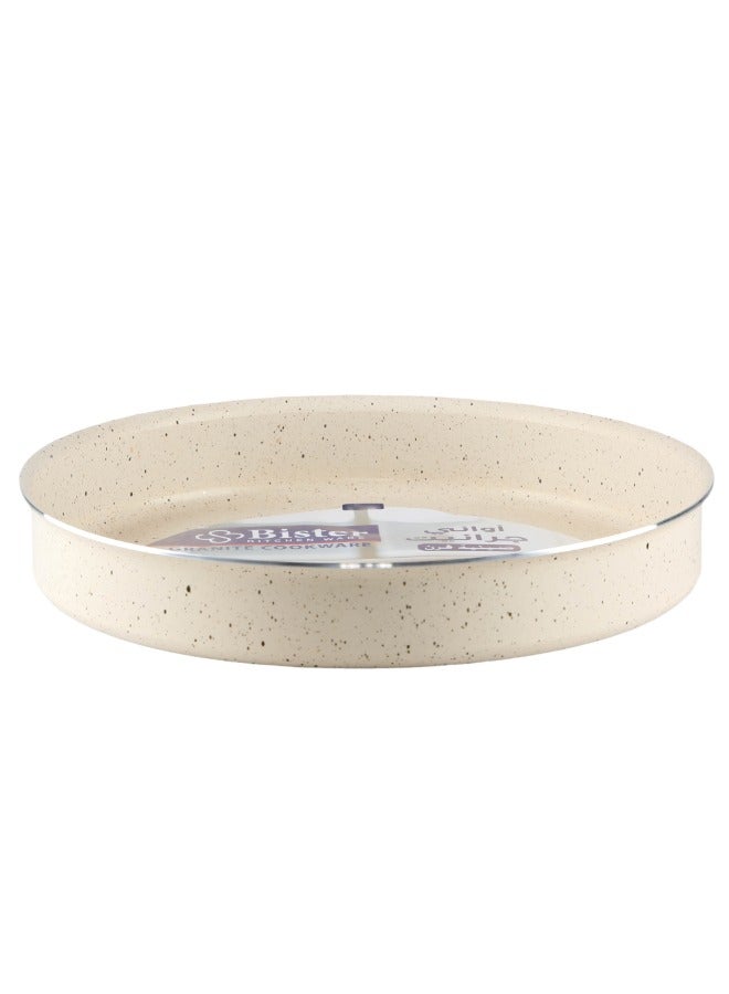 Bister Granite Round Baking Oven Tray 26 cm – Beige, Non-Stick Speckled Coating, Flat Bottom, 2.5 mm Thick Heavy-Duty Metal Bakeware - Image 2