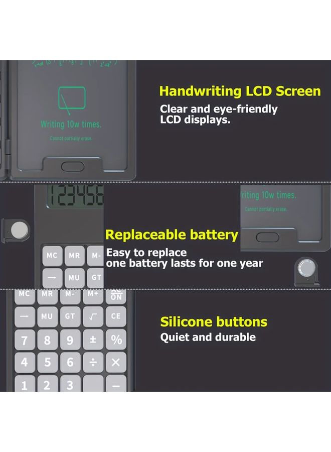 آلة حاسبة LCD بيضاء بـ 12 رقمًا مع ذاكرة للاستخدام في الكلية والمكتب - Image 4