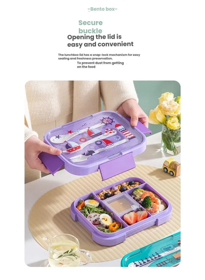 أنمي 5-مقصورة الاطفال الغداء مربع ، 1000 مللي مانعة للتسرب بينتو مربع للمدرسة ، الميكروويف و غسالة صحون آمنة الغداء الحاويات للبنين والبنات (البيج) - Image 5