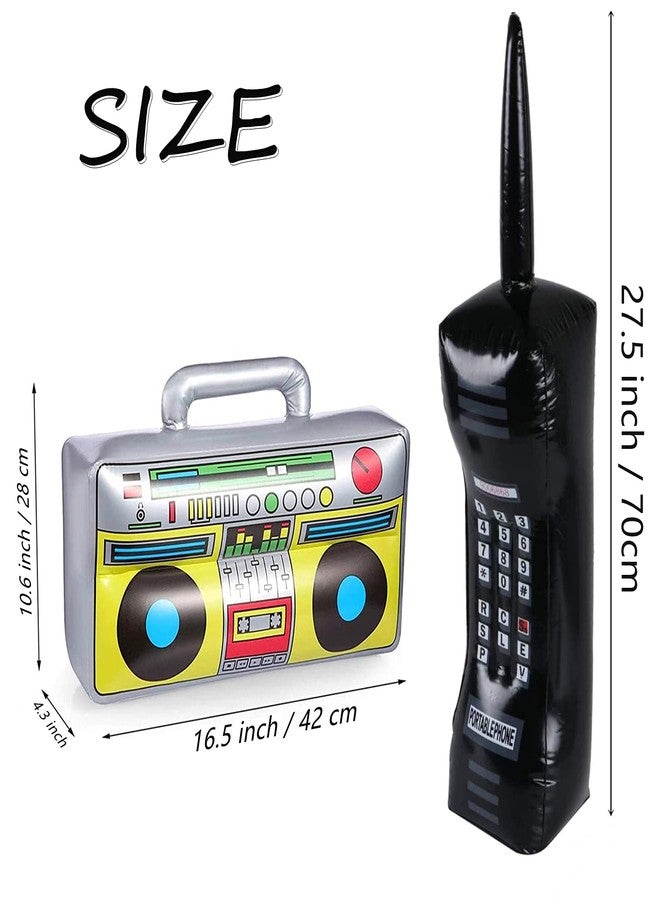 Virtue morals 3 Pieces Inflatable Radio Boom box and inflatable Mobile Phone Props for Party Decorations 80s 90s - Image 2