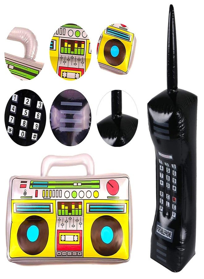Virtue morals 3 Pieces Inflatable Radio Boom box and inflatable Mobile Phone Props for Party Decorations 80s 90s - Image 4